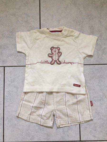 Off white shirtje + beige geruit broekje ZIP ZAP mt 80 zgan, Zip Zap, Ophalen of Verzenden, Zo goed als nieuw, Setje