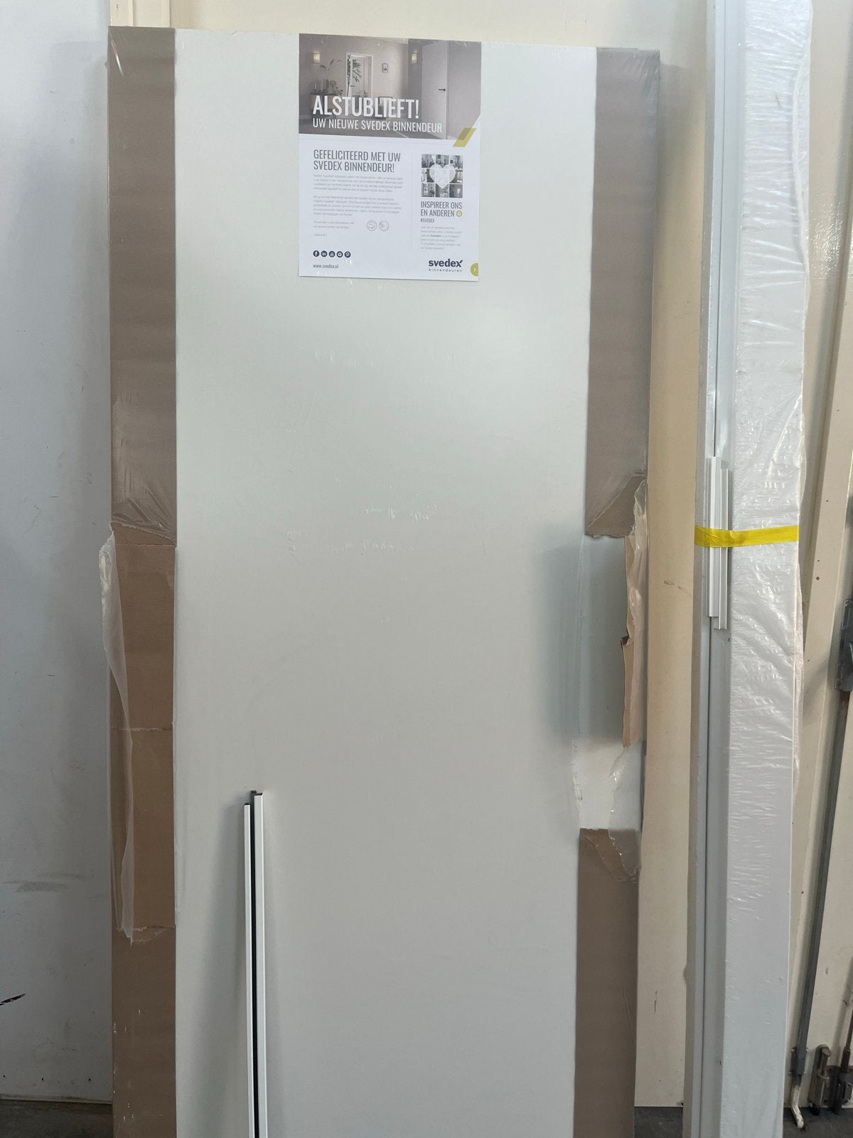 Nieuwe Svedex binnendeur met kozijn - Alpine wit, Ophalen, Radiator, Minder dan 60 cm, Zo goed als nieuw