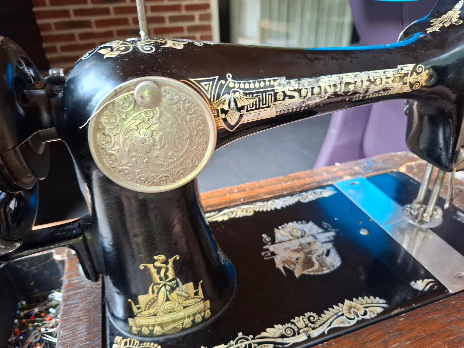 Antieke Singer Naaimachine met Houten Koffer, Ophalen