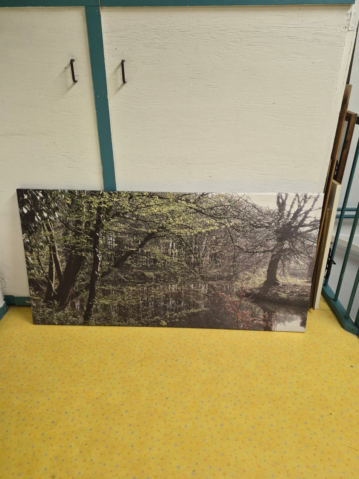 Groot canvas schilderij boslandschap 120x60 cm, Huis en Inrichting, Ophalen, 50 – 75, Gebruikt, Schilderij