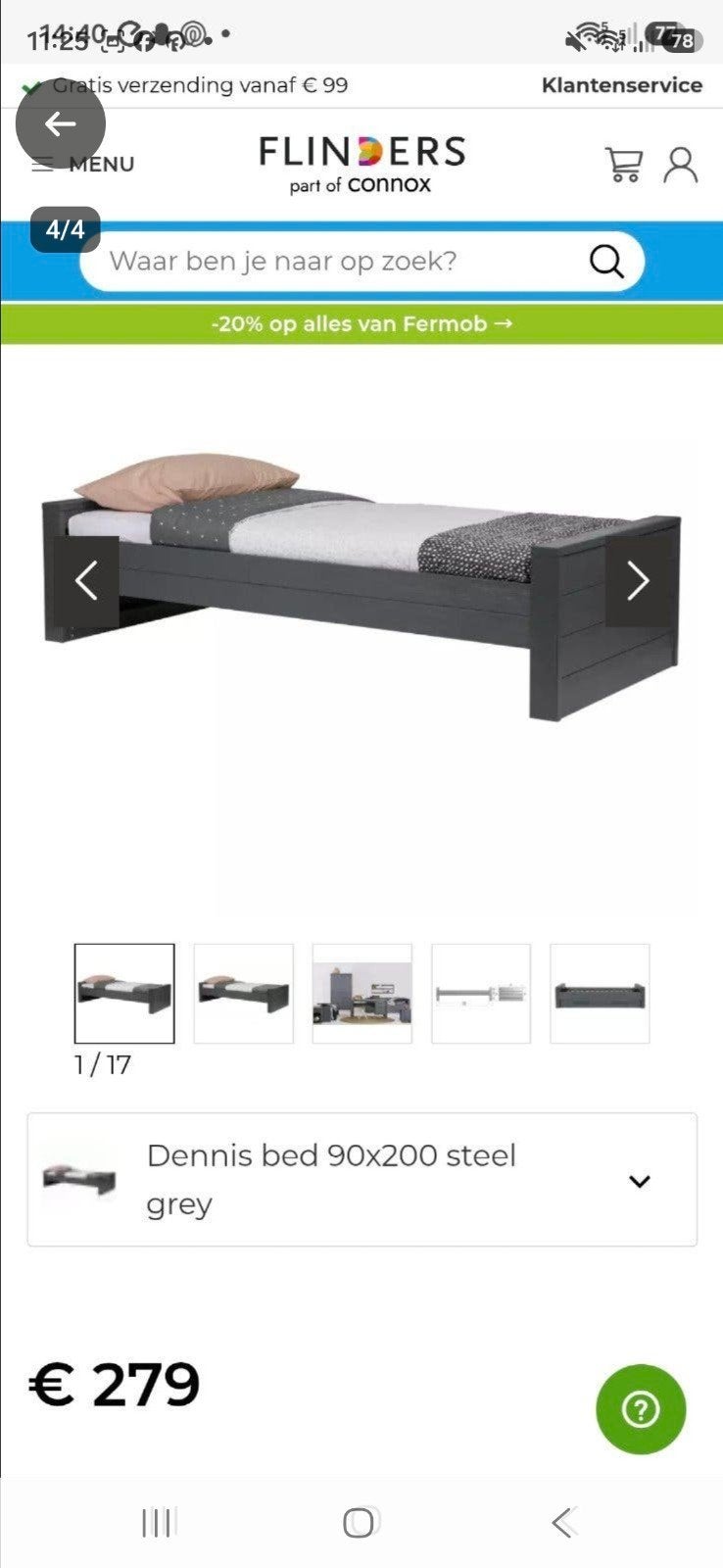 Eenpersoonsbed WOOOD met lattenbodem - Goede staat, Ophalen, Gebruikt, 90 cm, Eenpersoons