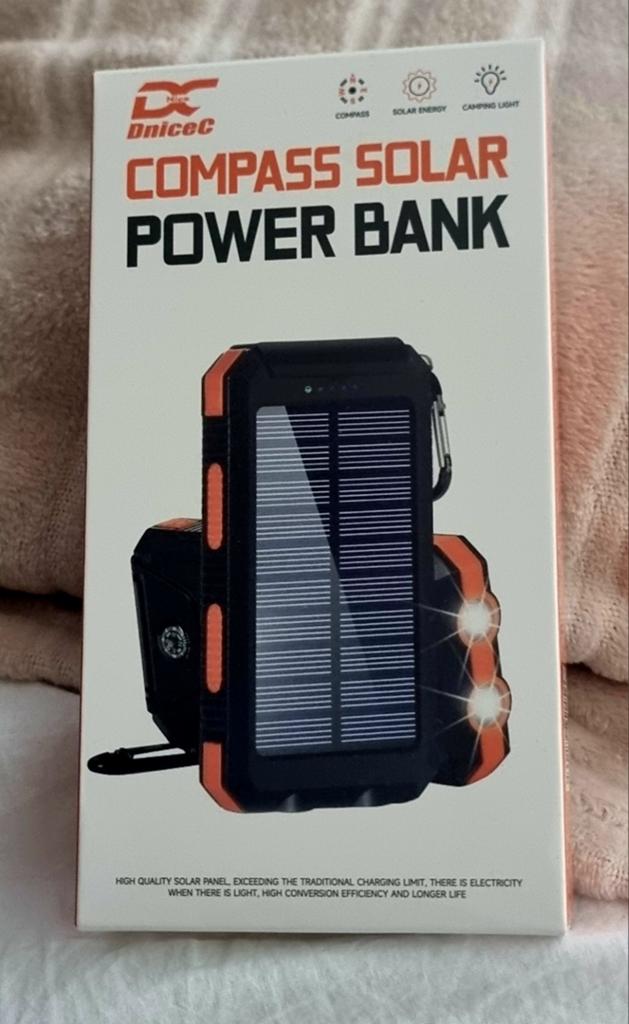 Solar Powerbank 20.000mAh – Waterdicht, Telecommunicatie, Powerbanks, Ophalen of Verzenden, Nieuw