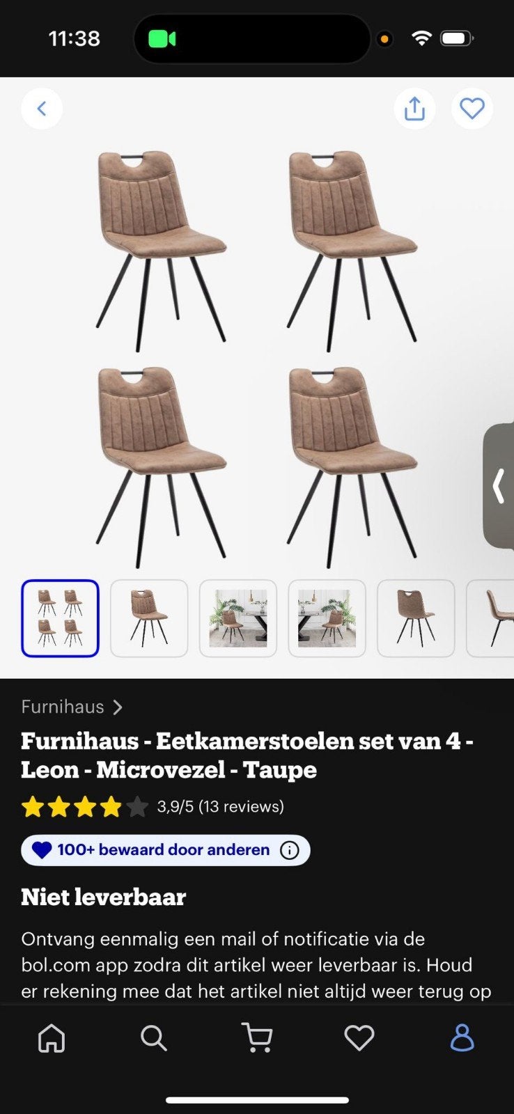 Eettafel stoelen nog nieuw in verpakking 2 stuks, Overige kleuren, Ophalen of Verzenden, Zo goed als nieuw, Vier