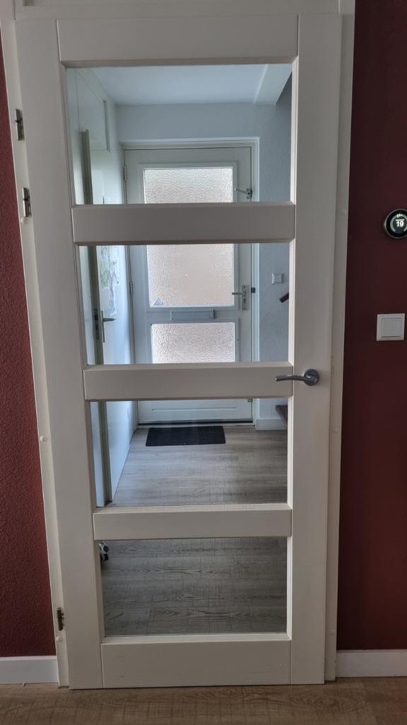 Opdekdeur met glas, Gebruikt, Binnendeur, Ophalen of Verzenden, Glas