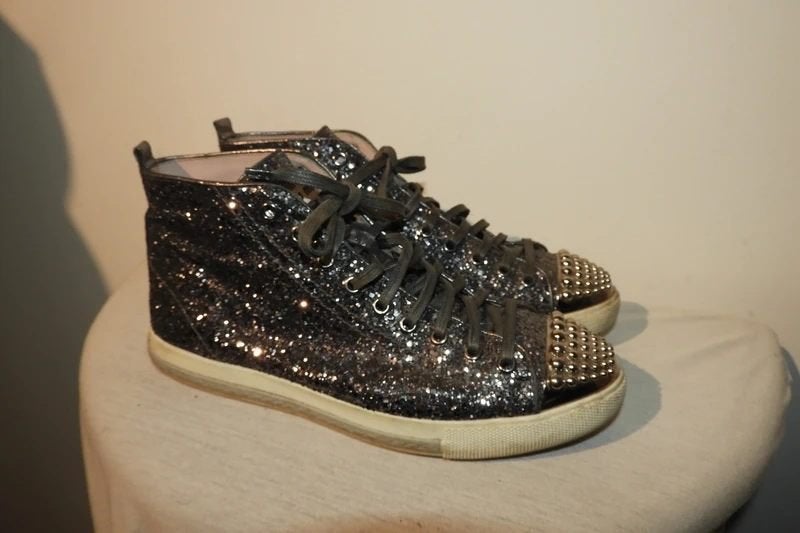 Miu Miu enkel hoge sneakers glitter hardware neus 38, Miu Miu, Overige kleuren, Verzenden, Sneakers of Gympen