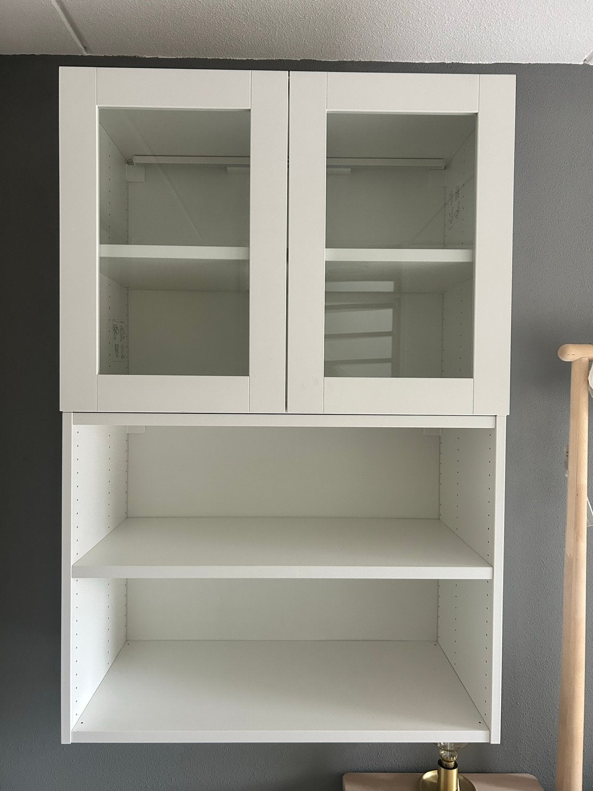 2 Witte Kasten 80x60 met Glazen Deuren en Open Vakken, Ophalen, Gebruikt