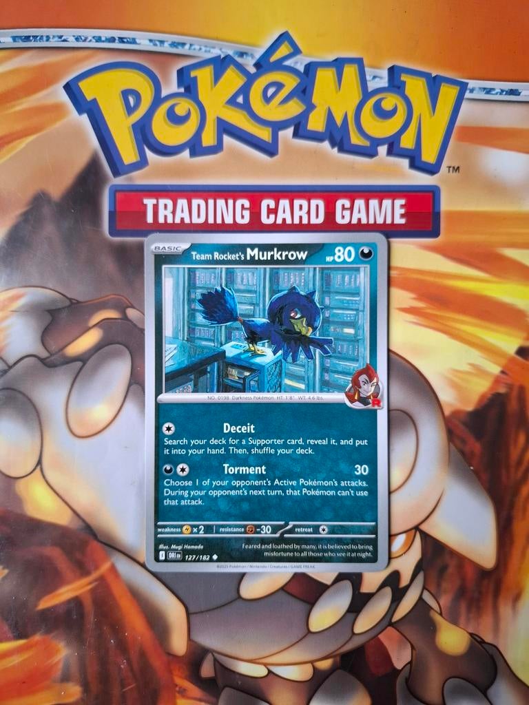Team rocket's murkrow 127/182 Destined Rivals pokemon nm, Ophalen of Verzenden, Zo goed als nieuw, Losse kaart