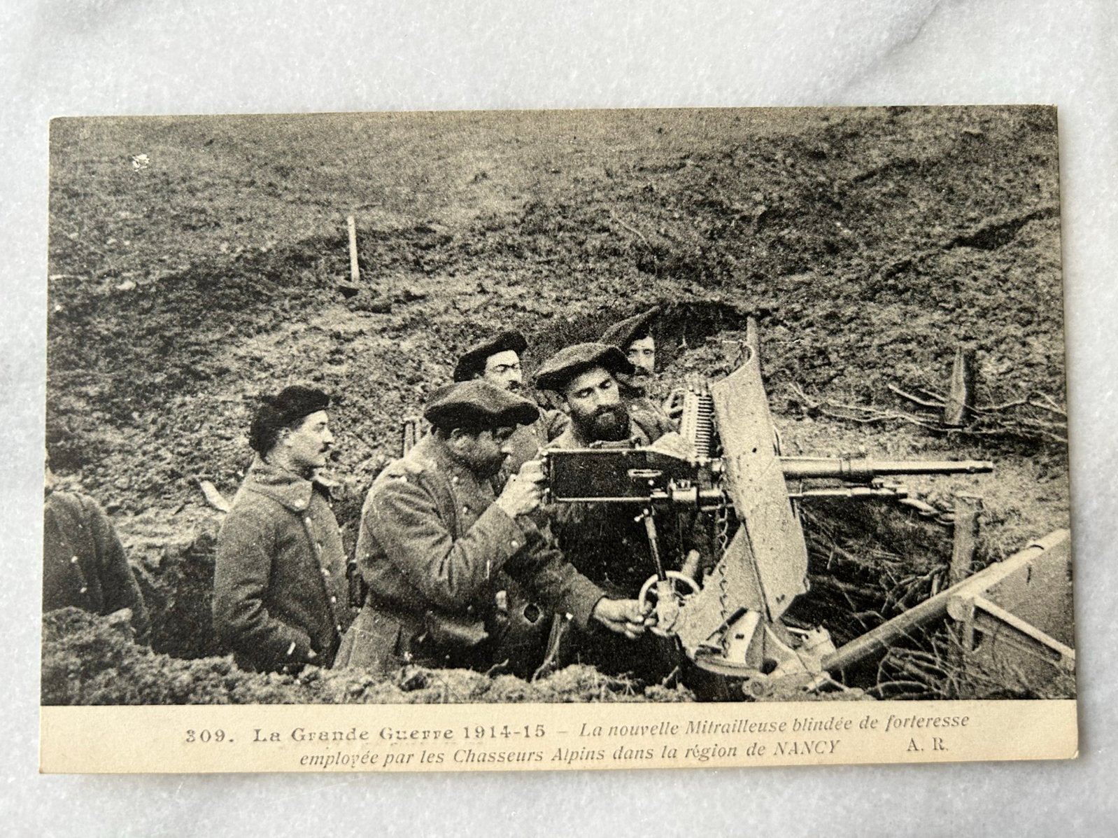 Wo1: ak grand guerre mg in loopgraaf Alpins, Ophalen of Verzenden, Landmacht, Nederland, Foto of Poster