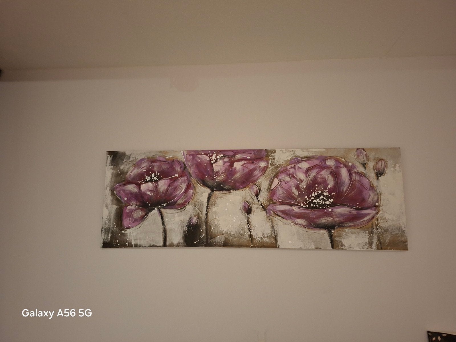 Schilderij met paarse bloemen - Handgeschilderd, Ophalen, Handgeschilderd, Olieverf, Bloemen