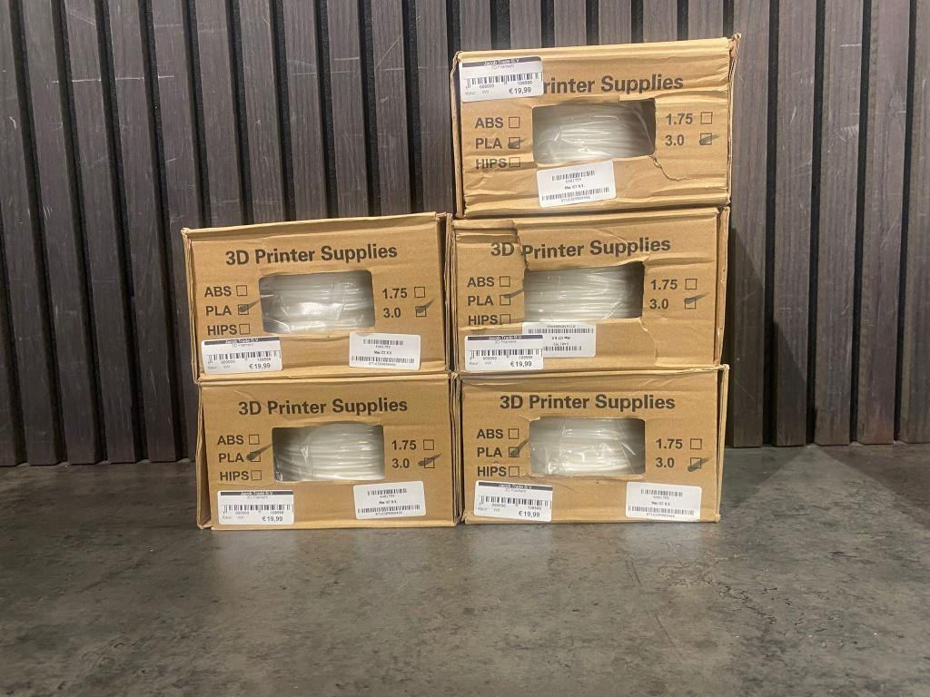 ABS filament wit, 3.0 5x1 kg, Computers en Software, 3D-printerbenodigheden, Amsterdam, Info@printer.nl, Nieuw, Ophalen of Verzenden