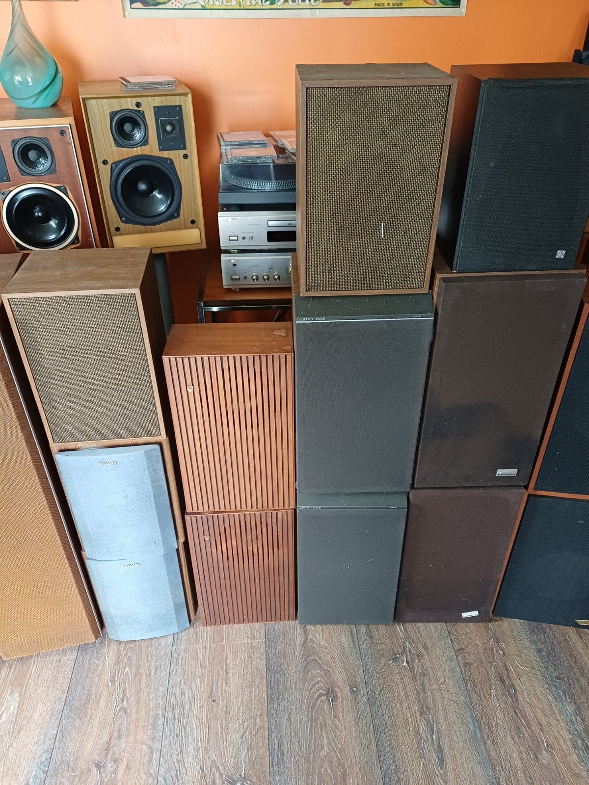 Partij vintage luidsprekers (9 sets) Pioneer, Jamo, Telefu, Audio, Tv en Foto, Luidsprekers, Ophalen, Gebruikt, 60 tot 120 watt