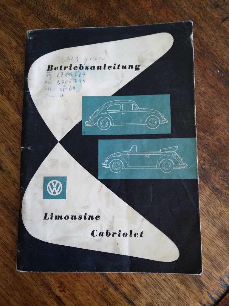 instructieboek Volkswagen Kever,VW Kever Cabriolet1959 Duits, Ophalen of Verzenden