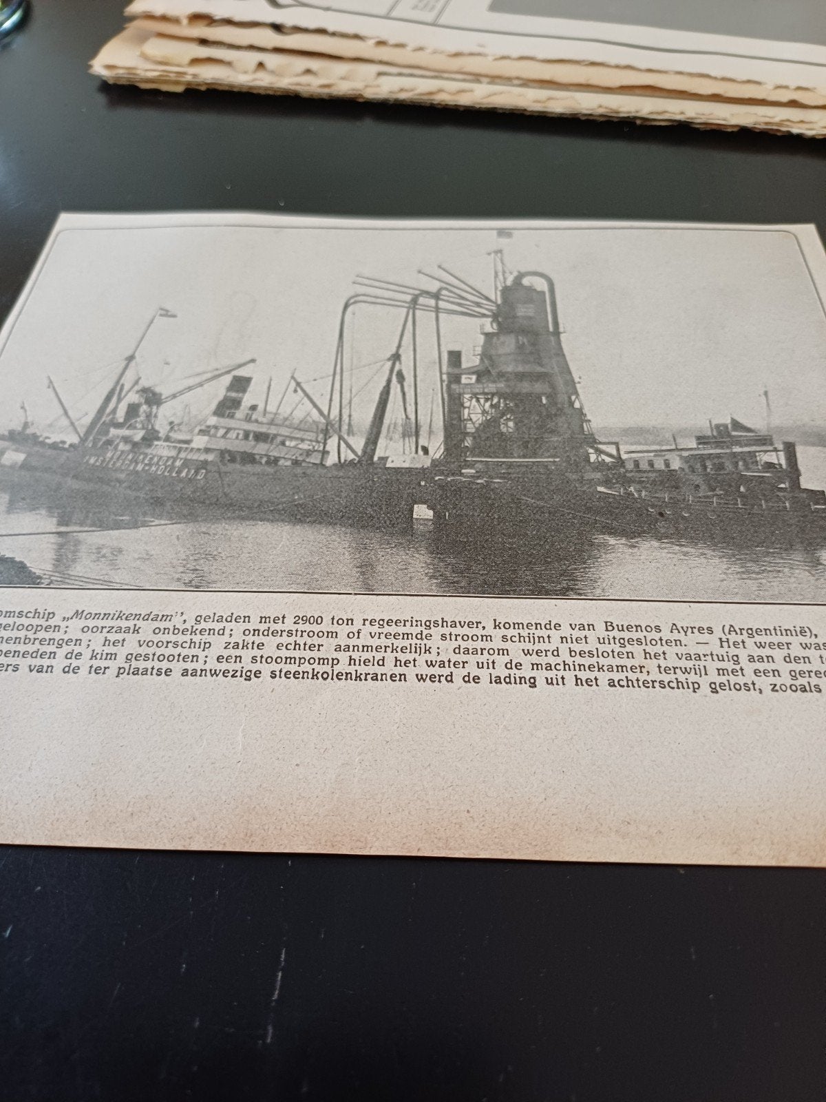 knipsel stoomschip Monnikendam  IJmuiden 1915, Verzamelen, Ophalen of Verzenden, Gebruikt, Kaart, Foto of Prent