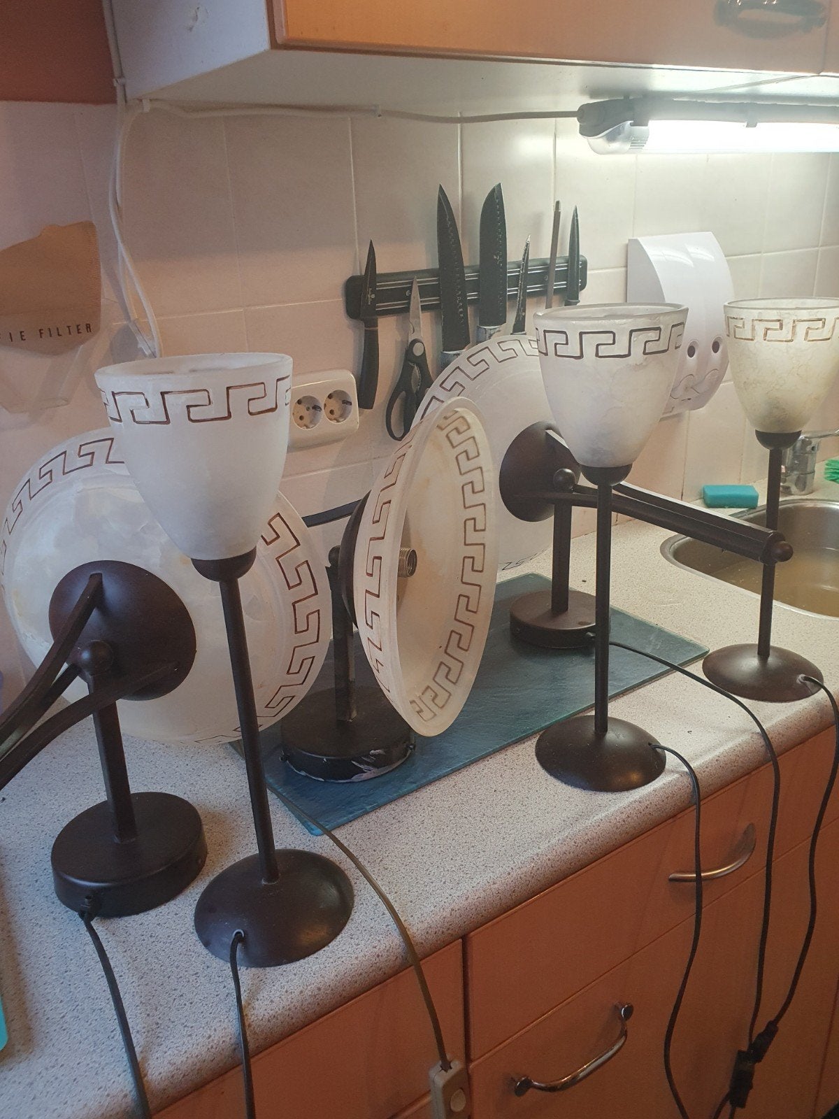 setje lampen griekse stijl, Huis en Inrichting, Ophalen, Overige typen, E27 (groot), Zo goed als nieuw