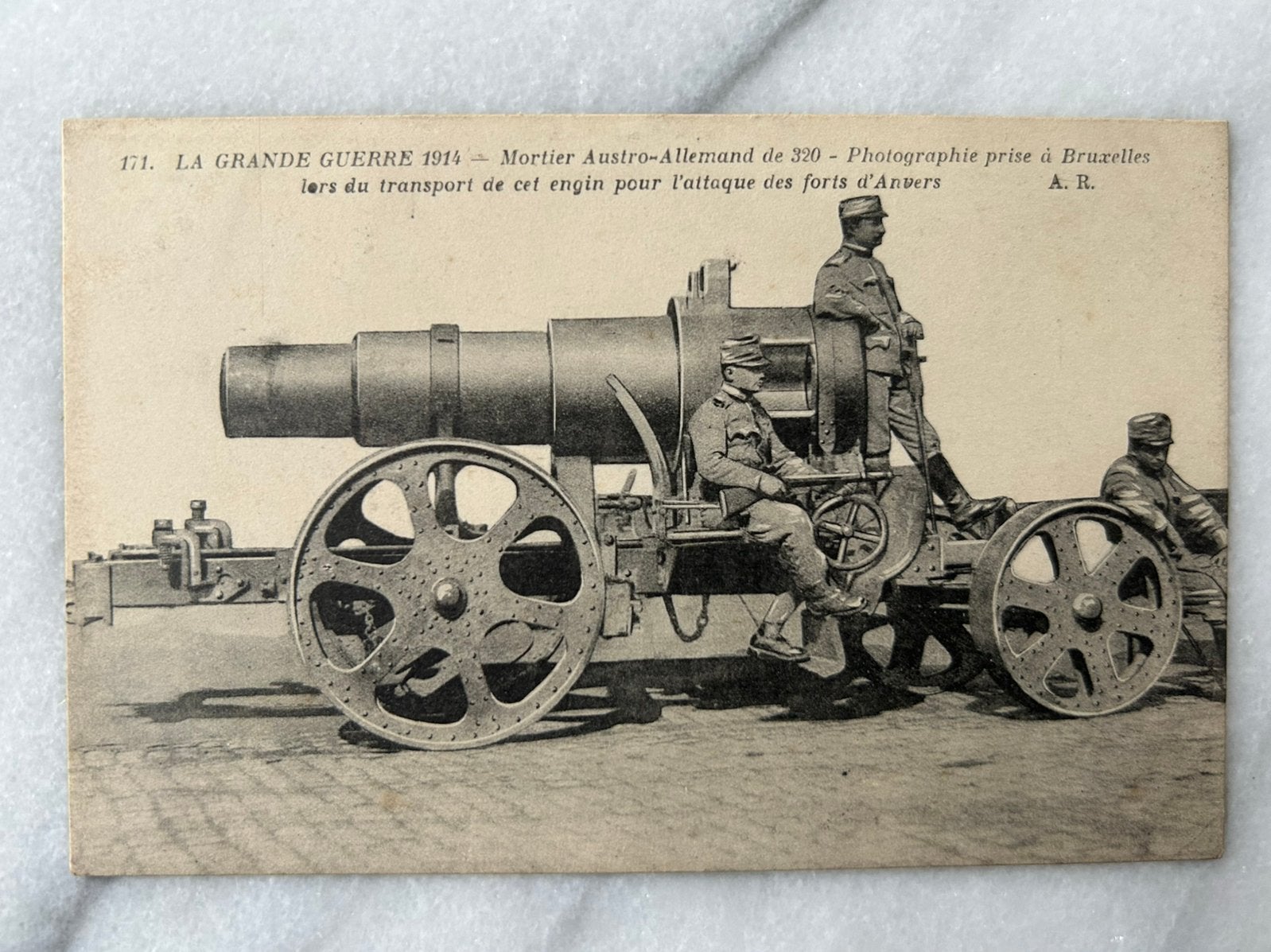 Wo1: ak Austro allemand 320 kanon geschut, Verzamelen, Ophalen of Verzenden, Landmacht, Nederland, Foto of Poster