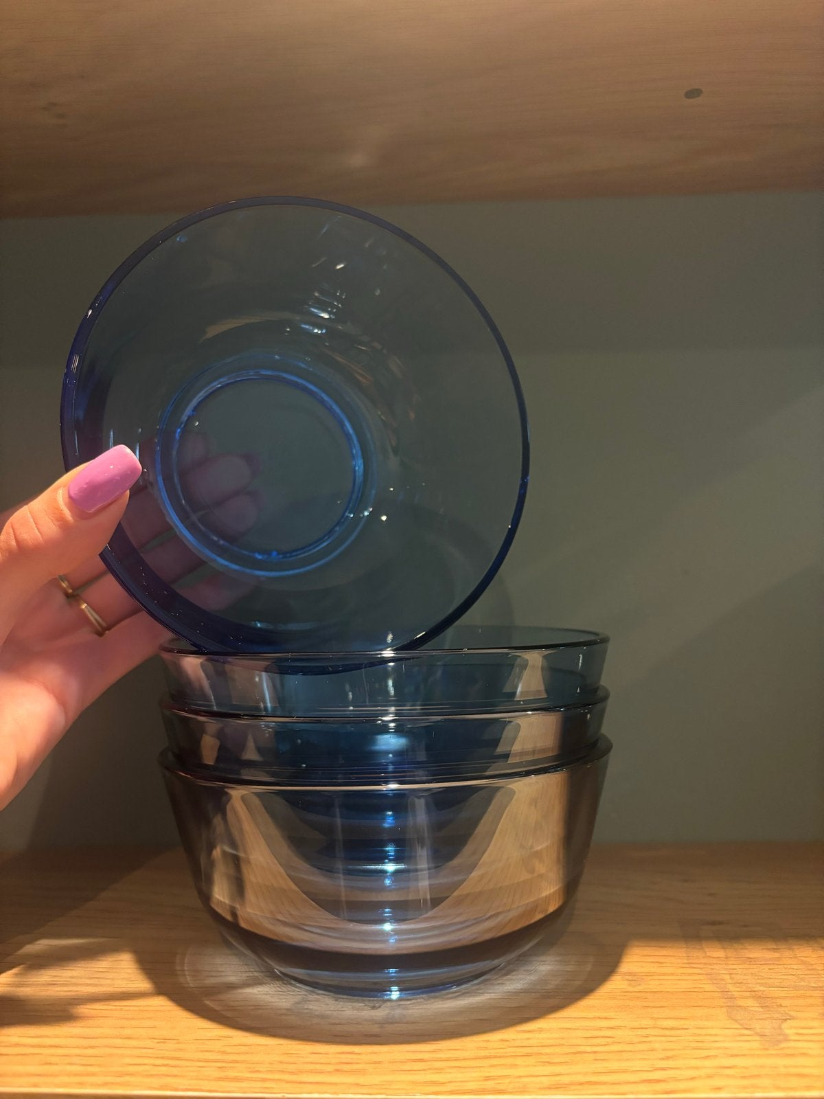 IKEA Blauwe Glazen Schalen Set - 4 Stuks, Huis en Inrichting, Woonaccessoires | Schalen en Manden, Gebruikt, Schaal, Rond, Ophalen of Verzenden