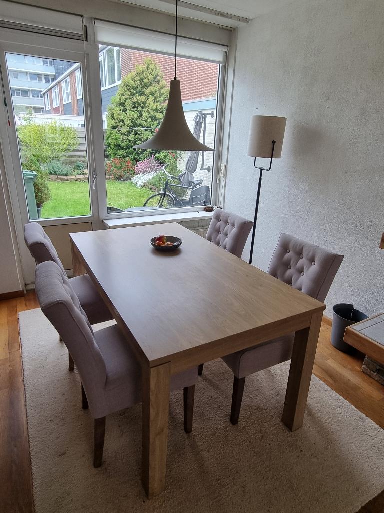 Eethoek met 4 stoelen wegens overcompleet, Ophalen, Grenenhout, 100 tot 150 cm, 50 tot 100 cm