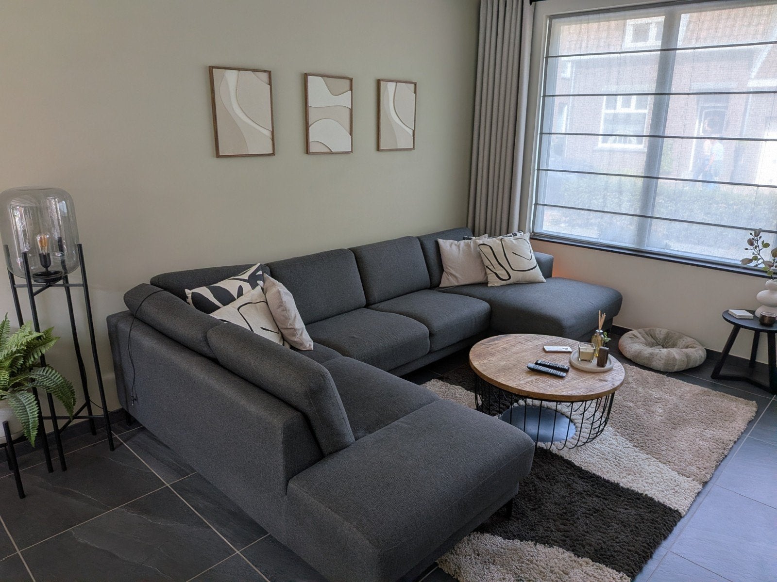 Antraciet grijze u bank met dubbele chaise longue, Hoekbank, 300 cm of meer, Ophalen of Verzenden, Zo goed als nieuw
