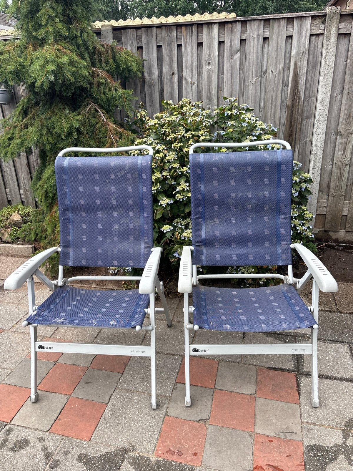 2x Dukdalf Aluminium Zonnestoelen- Extra Breed, Tuin en Terras, Tuinstoelen, Gebruikt, Aluminium, Verstelbaar, Ophalen