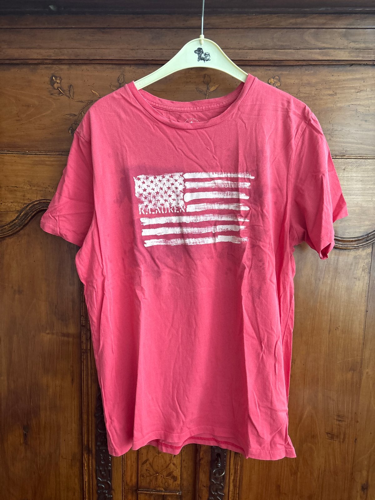 Polo Ralph Lauren T-shirt met Amerikaanse vlag, Maat 38/40 (M), Ophalen of Verzenden, Korte mouw, Roze