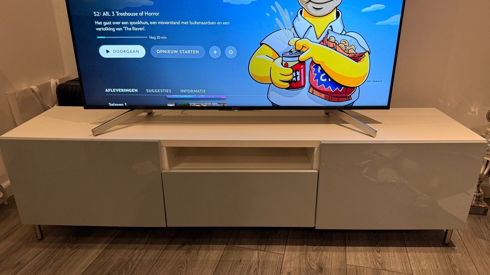 IKEA Besta TV-meubel met druk systeem, lichtblauw glans, Ophalen, Overige materialen, 150 tot 200 cm, Zo goed als nieuw
