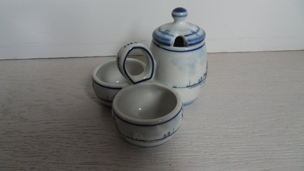 Delfts blauw peper / zout en mosterdstel, Ophalen of Verzenden