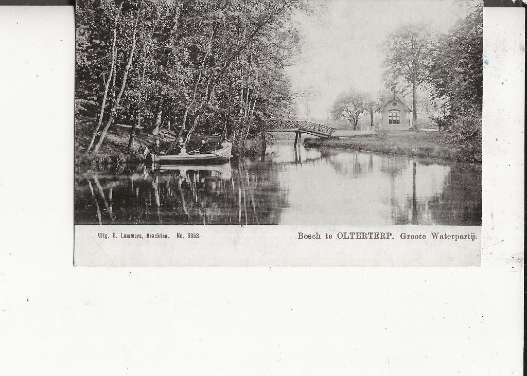 Olterterp Groote Waterpartij met roeiboot R Lammers, Ophalen of Verzenden, Voor 1920, Gelopen, Friesland