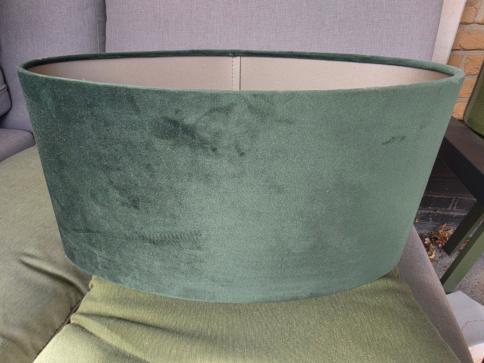 Light&Living groene ovale lampenkap van velours, Overige typen, Ophalen of Verzenden, Zo goed als nieuw, Textiel
