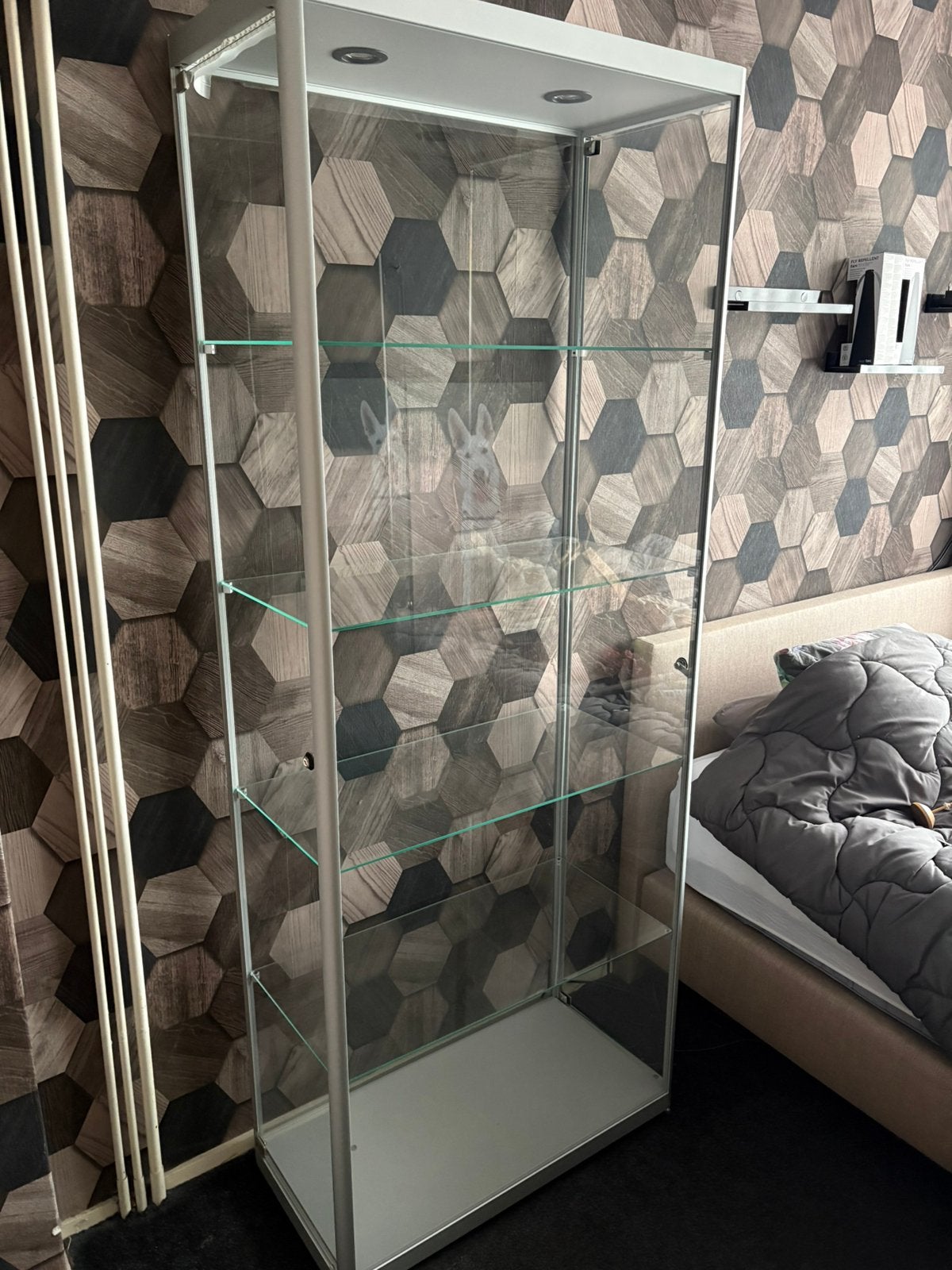 Vitrine kast, Ophalen, 50 tot 100 cm, Zo goed als nieuw, 150 tot 200 cm