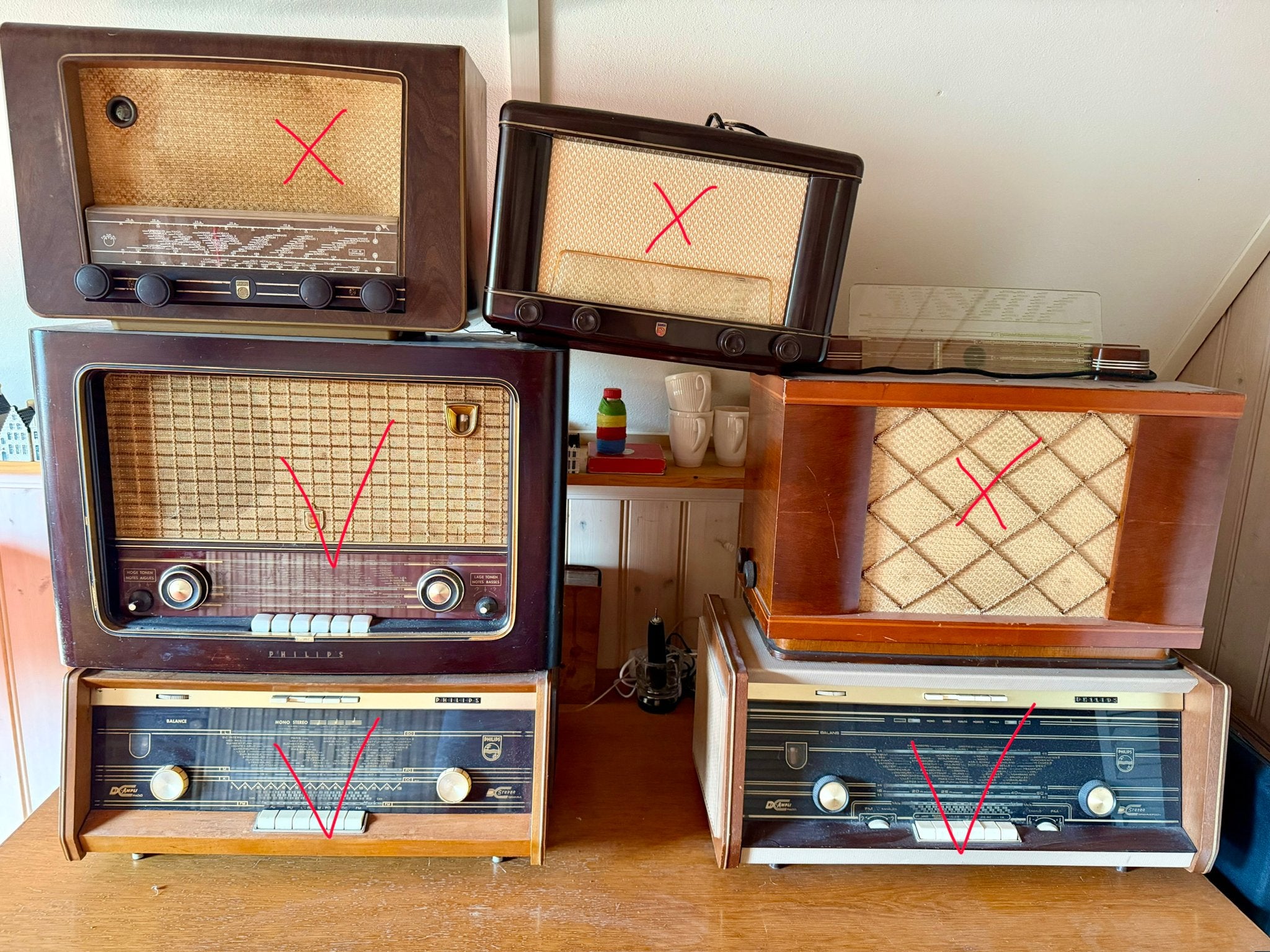 Vintage Philips buizenradio's - 20-30 euro per stuk, Ophalen, Gebruikt, Radio