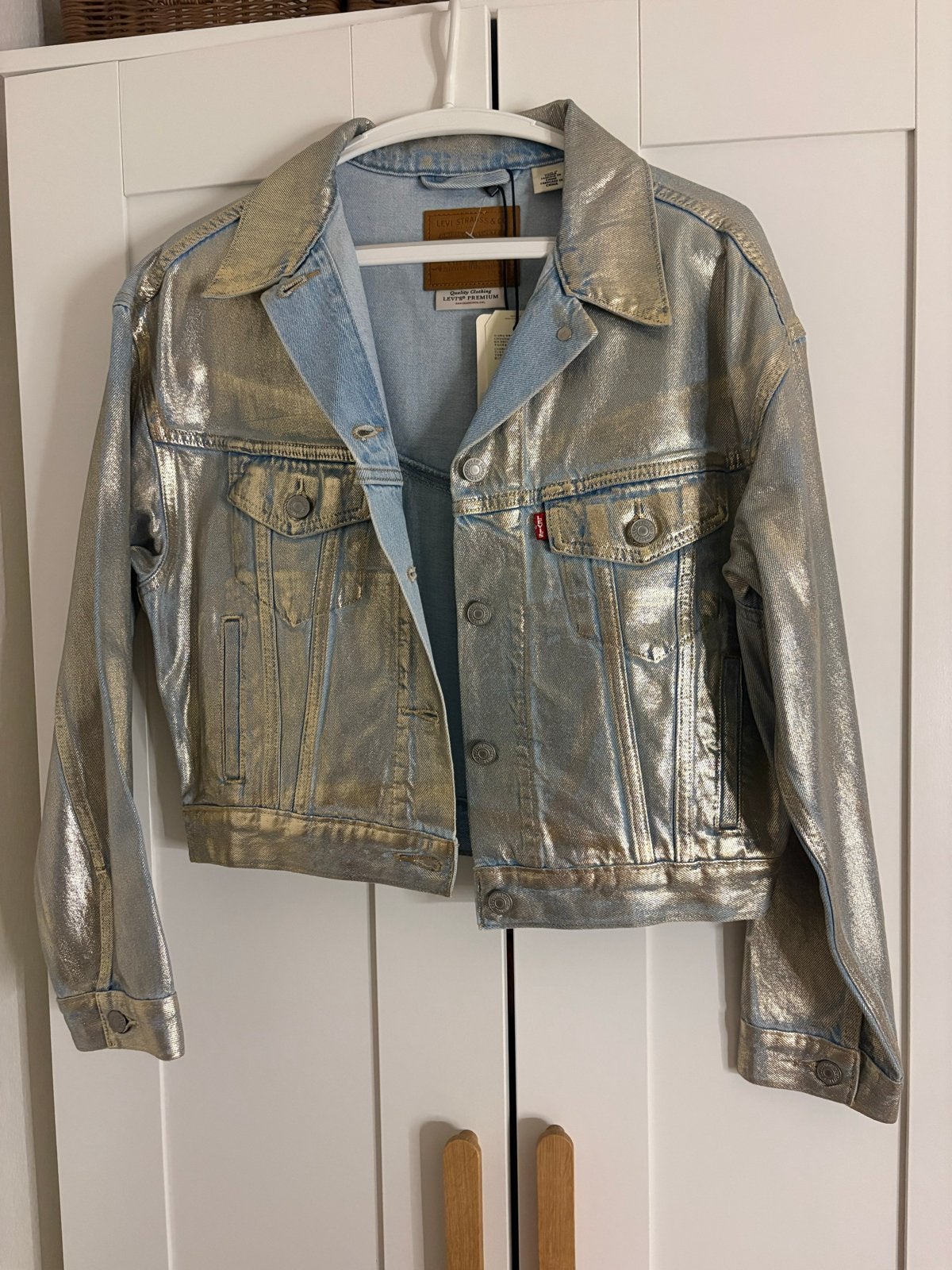 Levi's Shrunken '90s Trucker Jacket - Goud/Zilver, Ophalen of Verzenden, Nieuw, Maat 36 (S), Goud