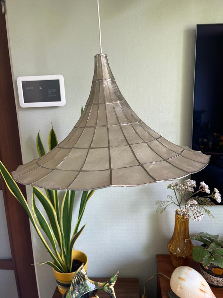 Vintage Capiz schelpen lamp heksenhoed/pagode/hoorn, Ophalen of Verzenden, Minder dan 50 cm