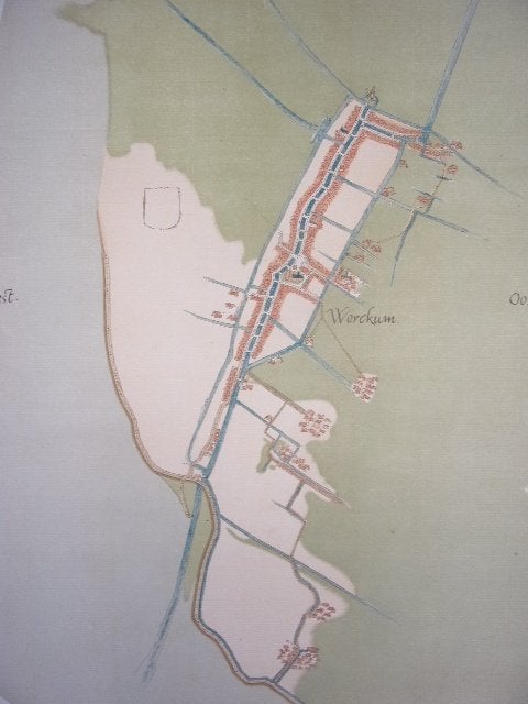 Workum Friesland Plattegrond van de stad Jacob van Deventer, Antiek en Kunst, Cartografie, Ophalen of Verzenden, 37 cm, 29 cm