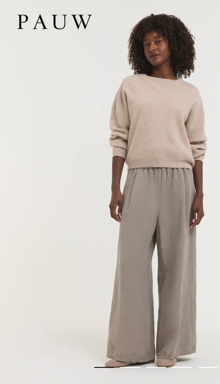 Berwich wijde linnen broek cucito per Pauw IT42 Italy, Maat 38/40 (M), Beige, Ophalen of Verzenden, Zo goed als nieuw