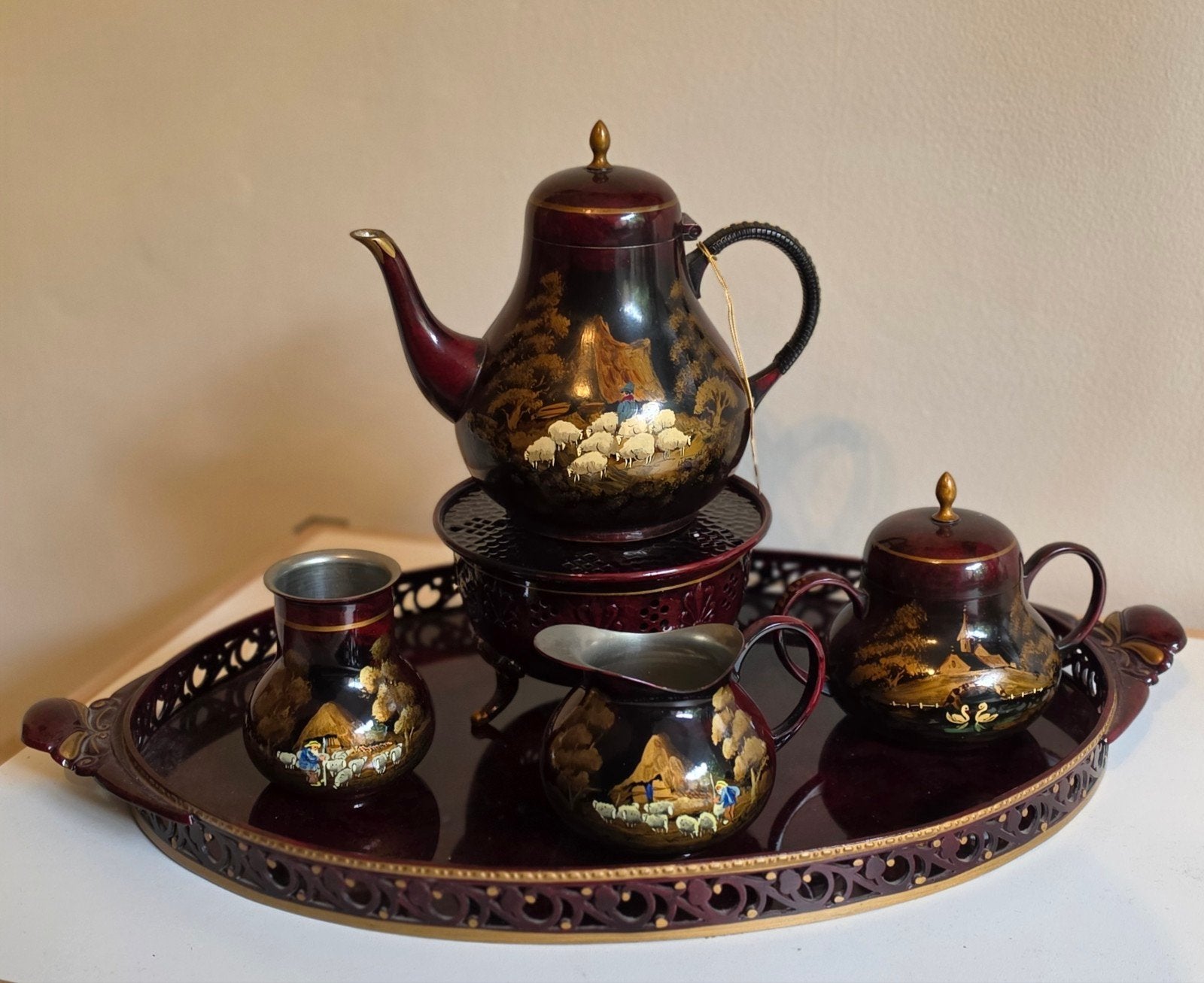 C. Kurz & Co. Tiel Holland tinnen theeservies, Antiek en Kunst, Antiek | Tin, Ophalen of Verzenden