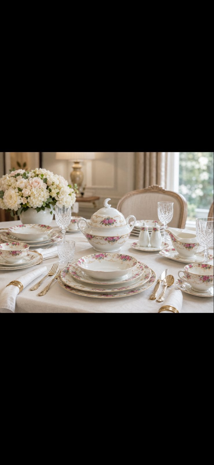 Prachtig 12-persoons servies met rozenmotief, Ophalen