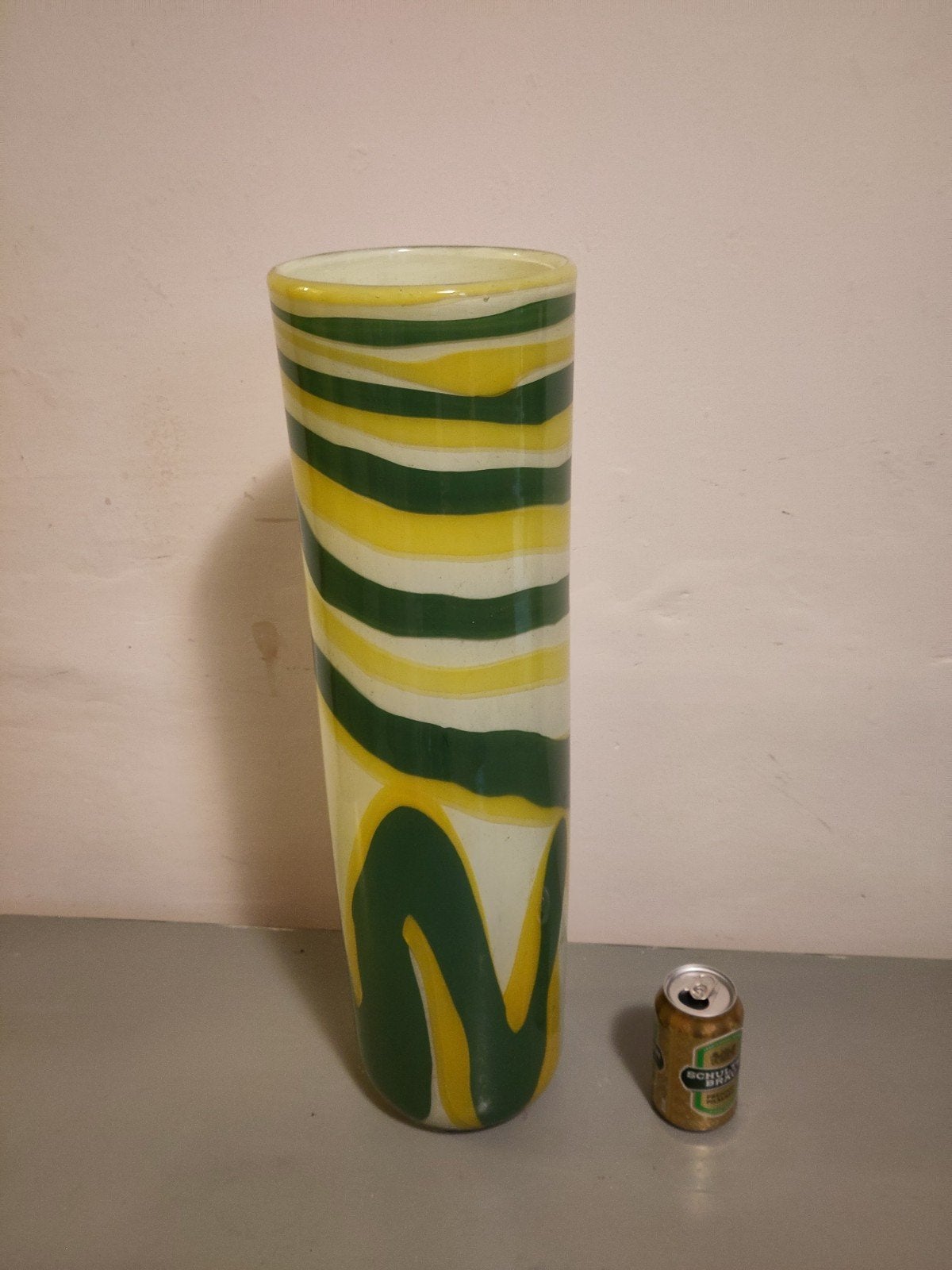 Prachtige grote glazen vaas, 60 cm hoog! Jaren 70, vintage., Huis en Inrichting, Ophalen, 60 cm, Groen, Glas