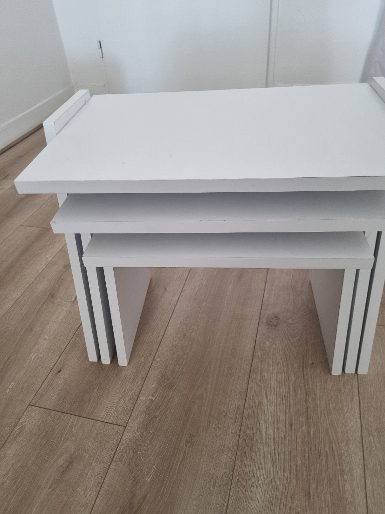SET 3x Koffie Tafel wit, 50 – 75, Vierkant, Minder dan 50 cm, Zo goed als nieuw