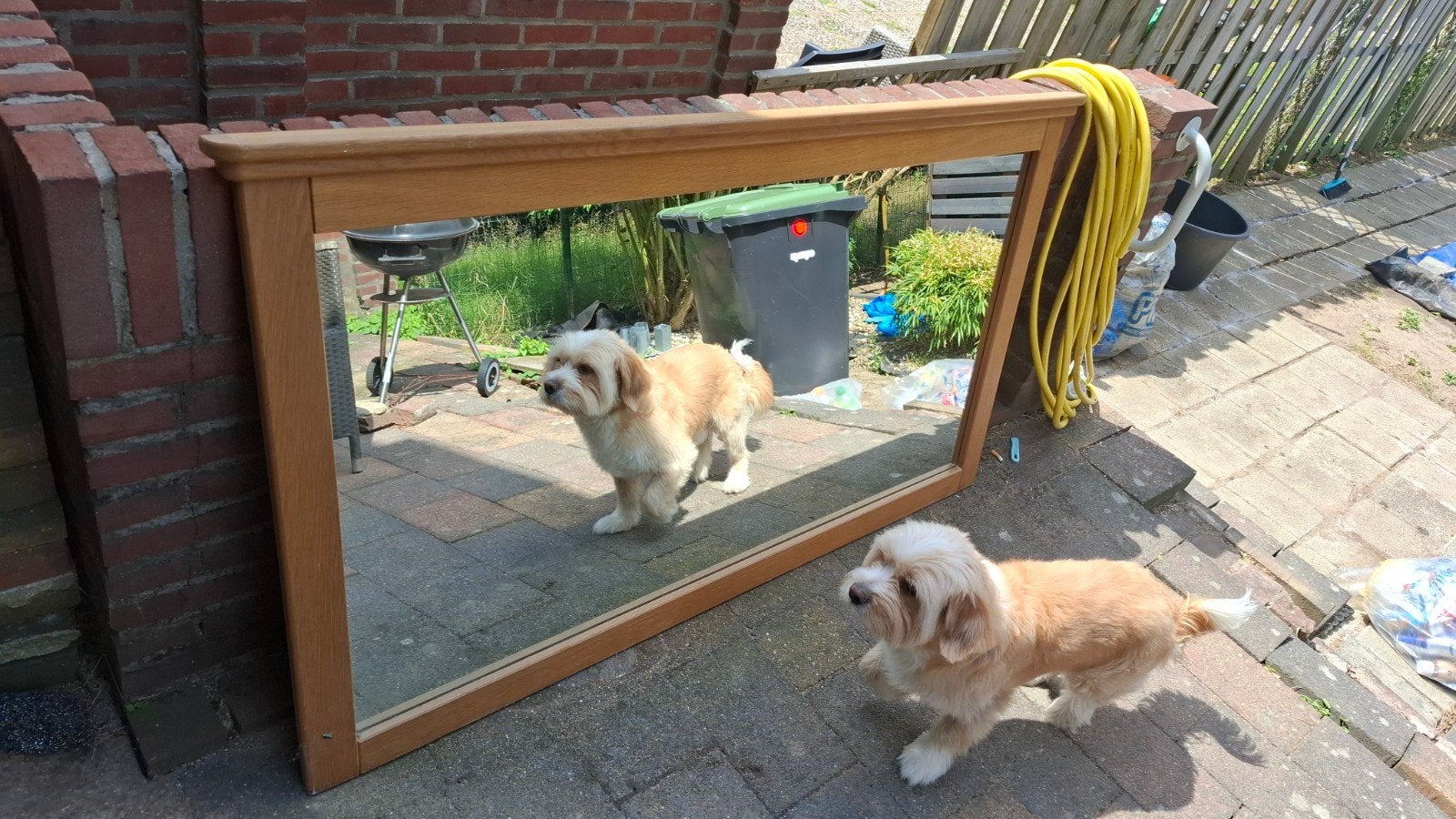 Grote spiegel met houten lijst art deco, Huis en Inrichting, Woonaccessoires | Spiegels, Ophalen, Gebruikt, 125 cm of meer, Minder dan 100 cm