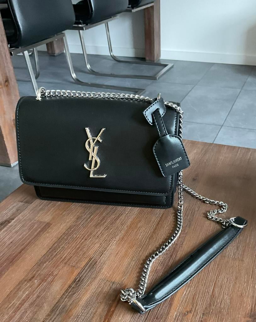 Ys zwarte leer tas, Ophalen of Verzenden, Zo goed als nieuw, Zwart, Handtas