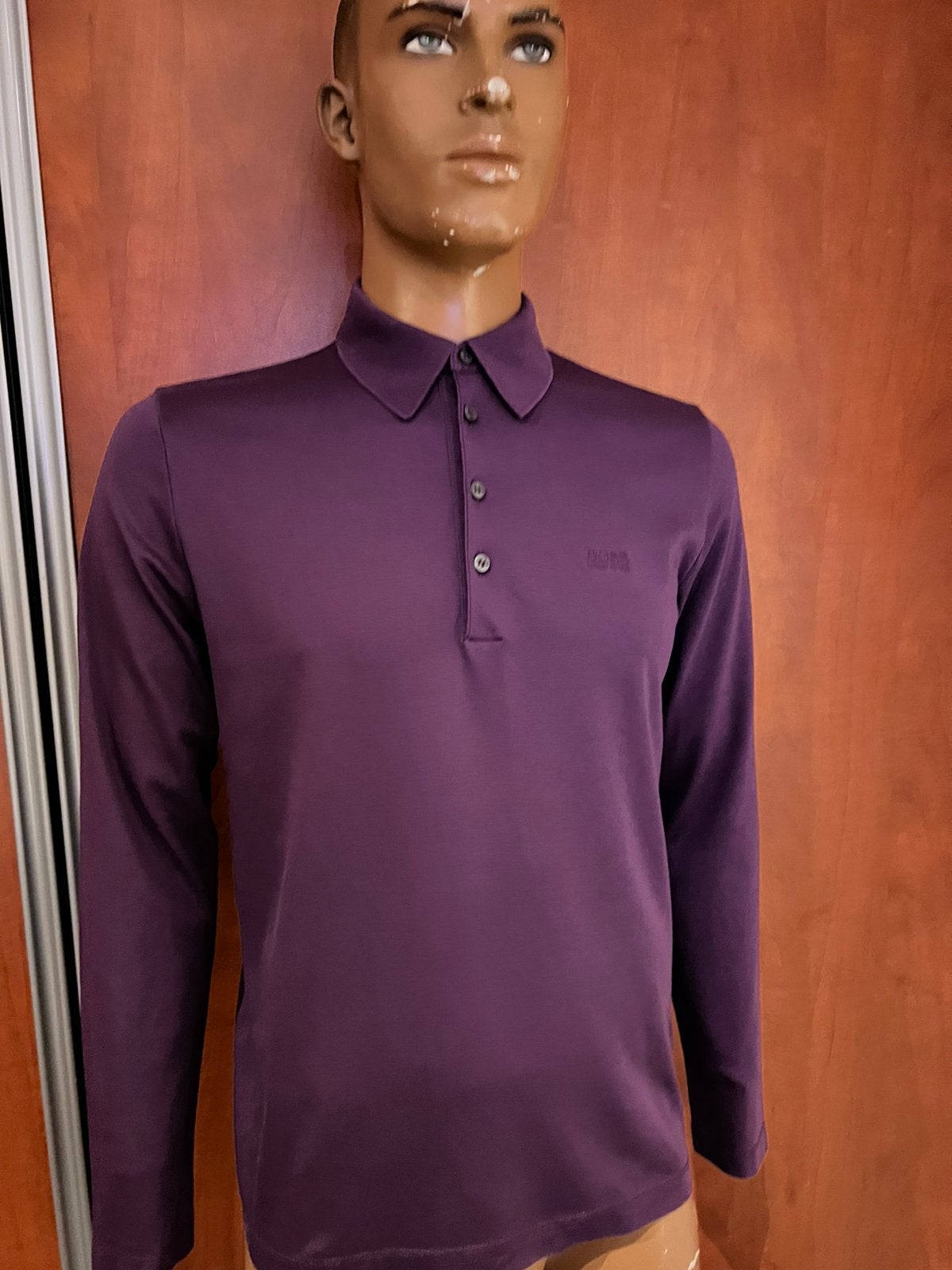 BOSS polo met lange mouwen M origineel zgan, Maat 48/50 (M), Paars, Ophalen of Verzenden, Zo goed als nieuw