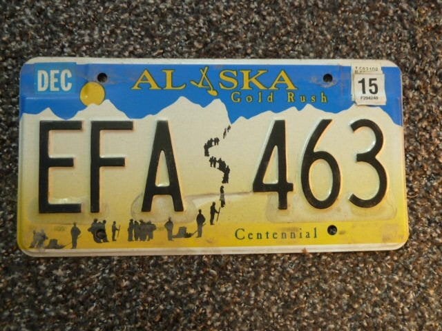 Kentekenplaat licenseplate Alaska Gold Rush Centennial USA, Verzenden, Gebruikt, Auto's