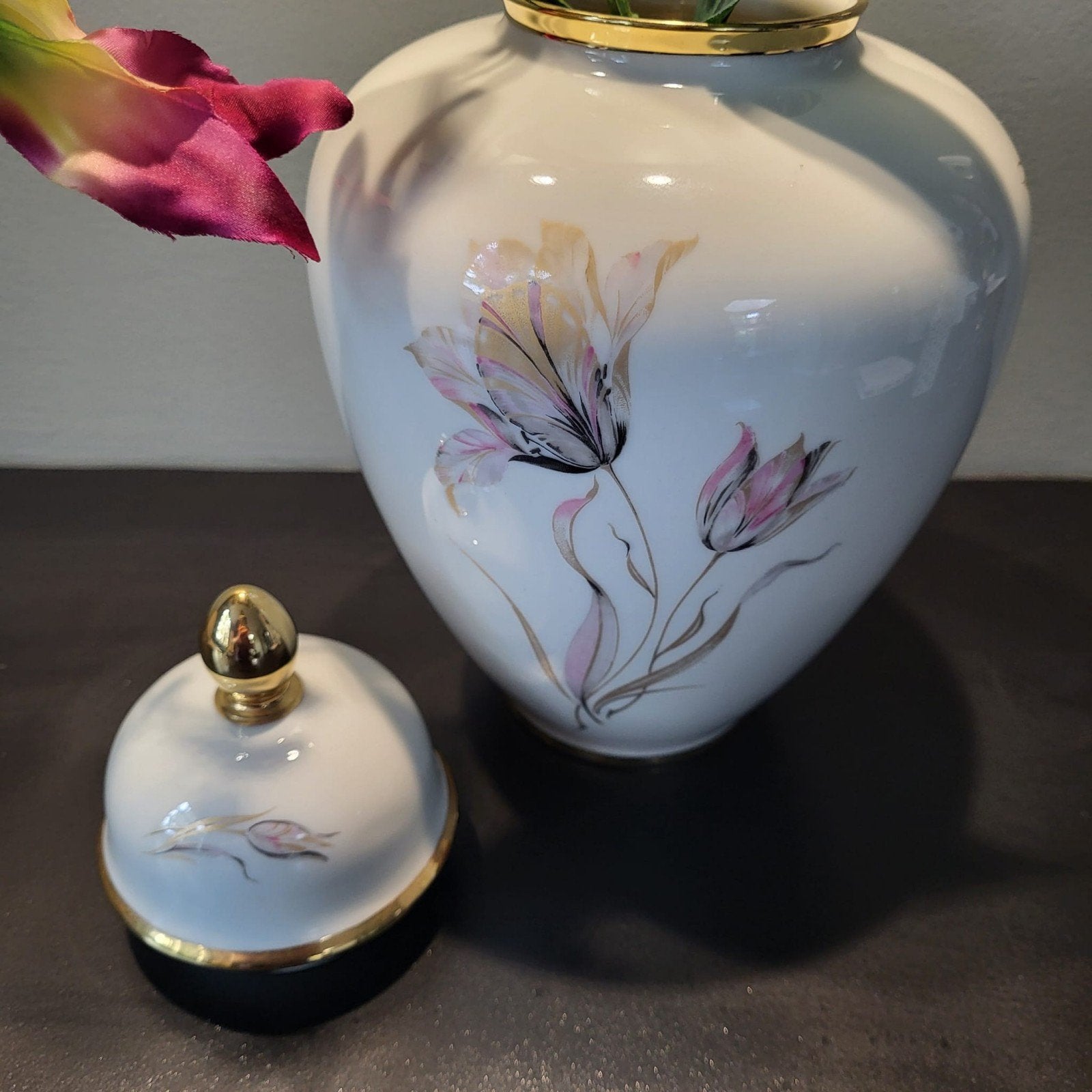 Vintage PMR Bavaria Gemberpot / Vaas met Deksel - Tulpen, Antiek en Kunst, Ophalen of Verzenden