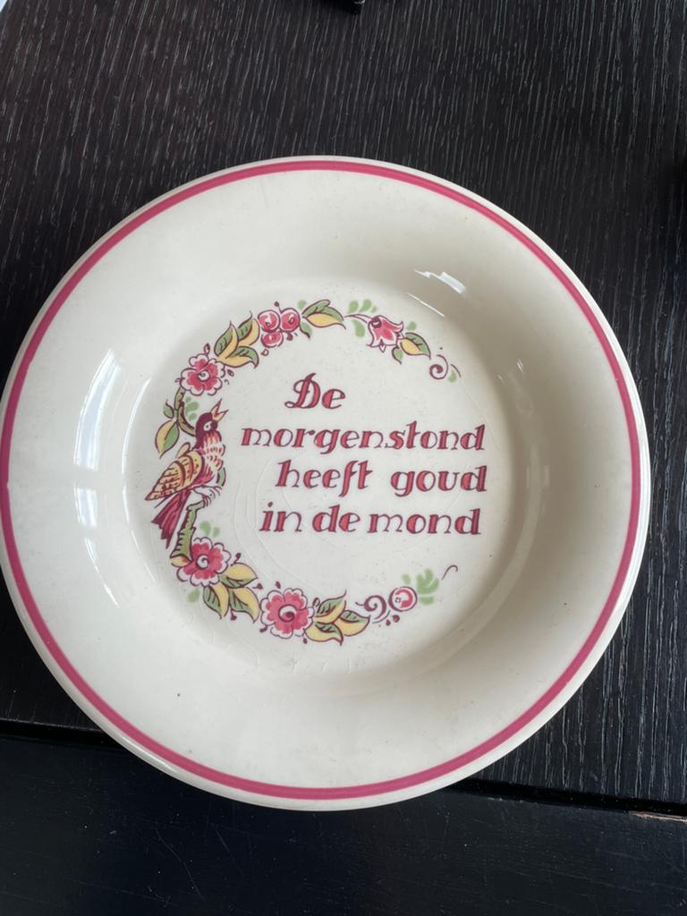 Schoteltje zenith gouda met spreuk, Antiek en Kunst, Ophalen of Verzenden