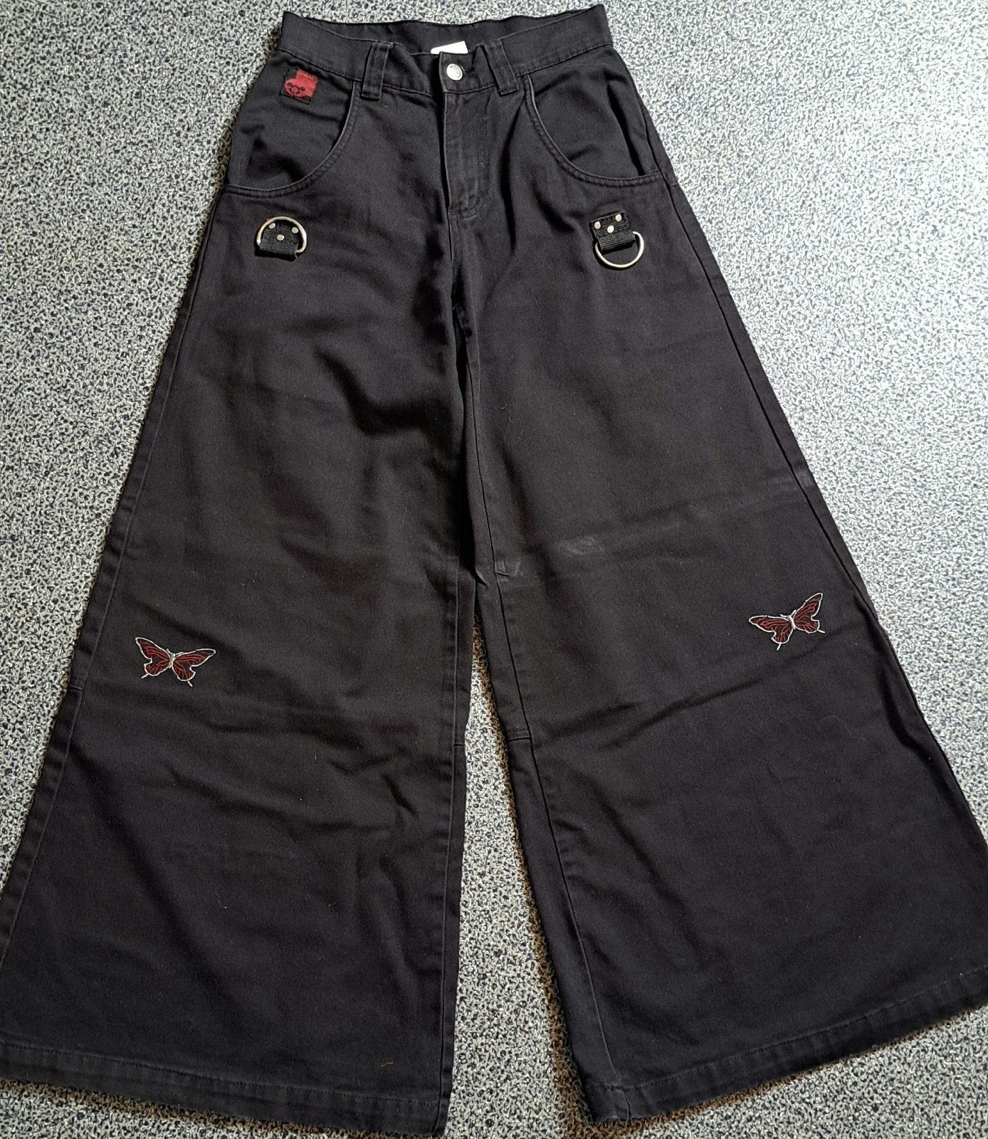 Stuka zwarte wide leg jeans met vlinder borduursels, Kleding | Dames, Zwart, Ophalen of Verzenden, Onbekend, Maat 34 (XS) of kleiner