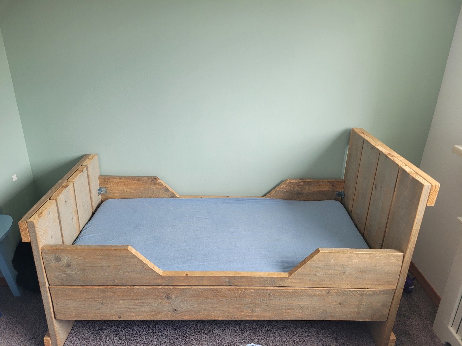 Steigerhout peuterbed, Gebruikt, 70 tot 85 cm, 140 tot 160 cm, Ophalen