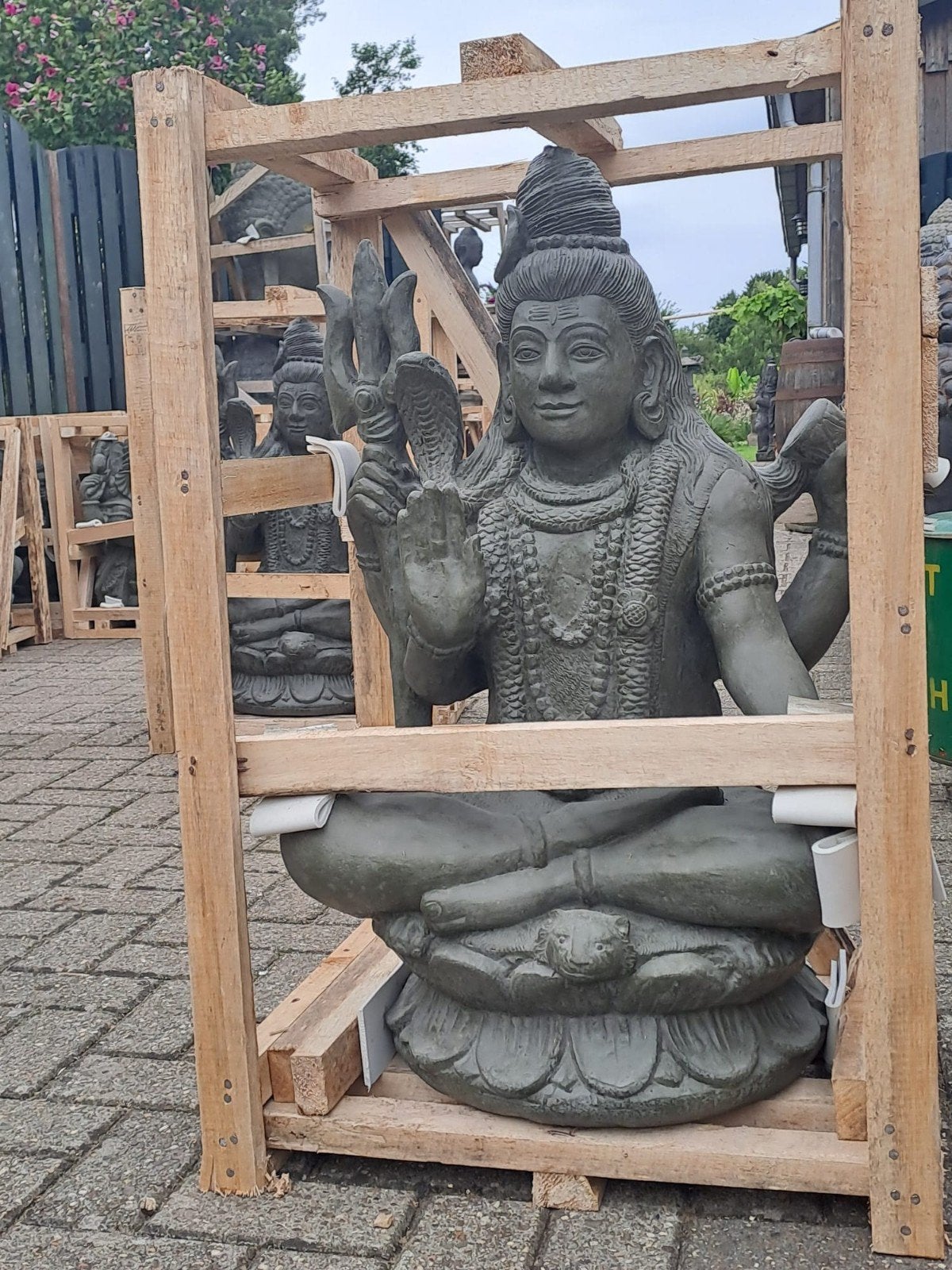 Shiva Beeld 95cm Beton met zuil - Tuinbeeld Hindoe God, Ophalen, Www.ibizasfeer.nl, Nieuw, Info@ibizasfeer.nl
