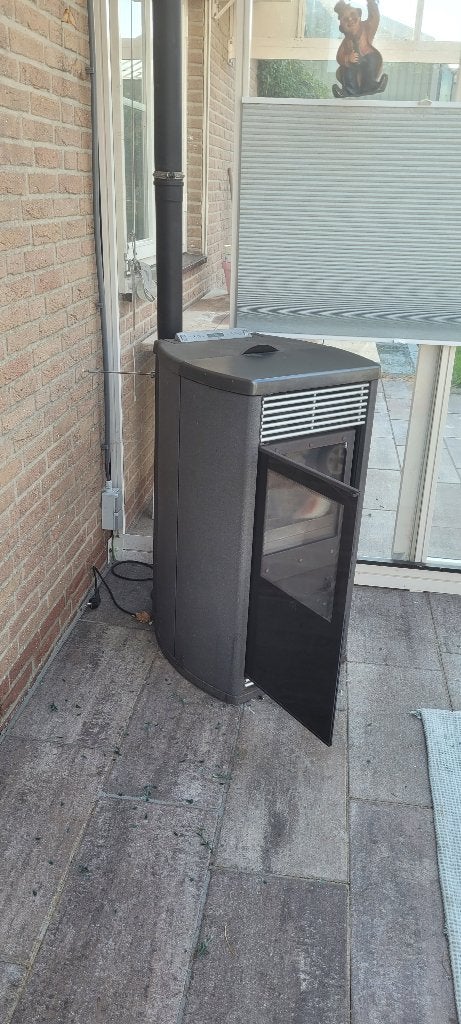 EdilKamin pelletkachel van 54 x 54 x 79 cm, Huis en Inrichting, Ophalen, Gebruikt, Pelletkachel, Vrijstaand