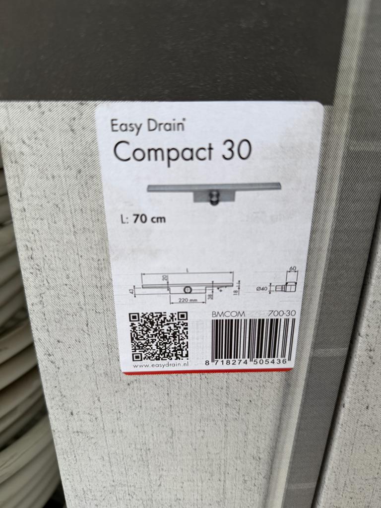 Easydrain Compact 30 Douchegoot 70cm Nieuw, Doe-het-zelf en Verbouw, Ophalen of Verzenden, Nieuw, Rvs, Douche