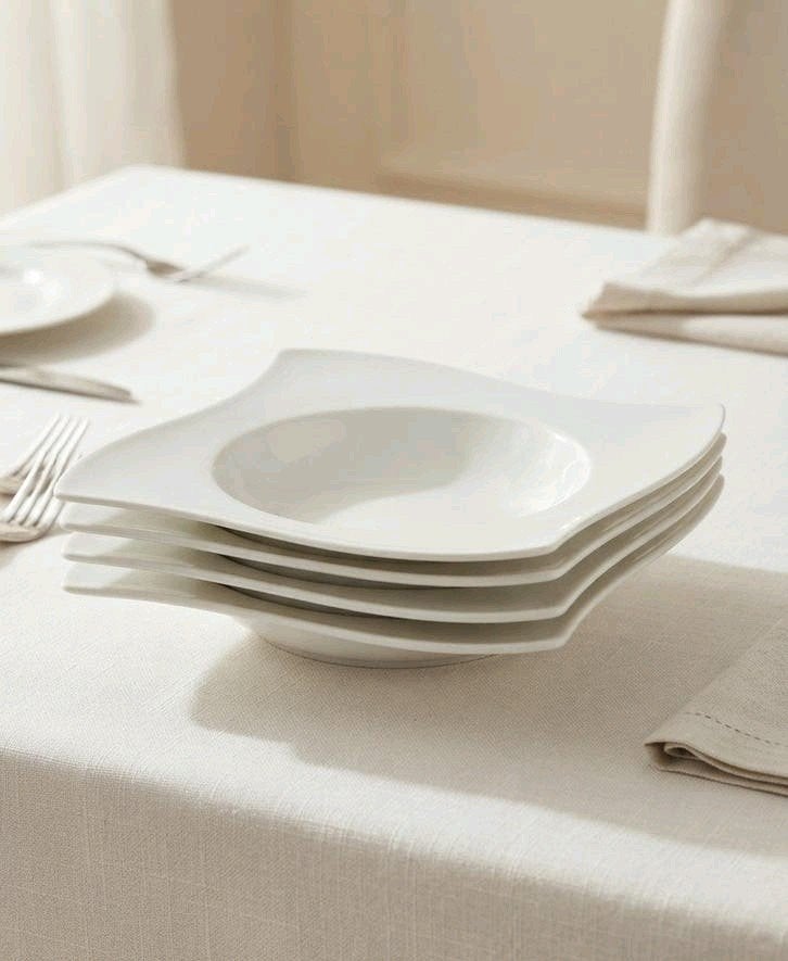 4 Villeroy & Boch New Wave diepe borden 26x26 cm - Als nieuw, Villeroy & Boch, Ophalen of Verzenden, Zo goed als nieuw, Bord(en)
